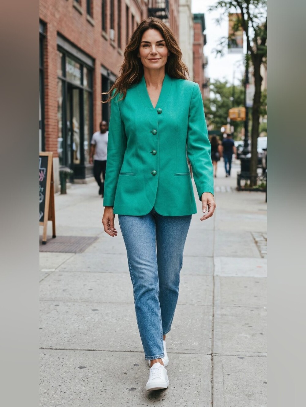 SUITSME Teal Green Tailored Women's Blazer Blazer Size 14